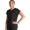 image:imageCherokee Atmos V Neck Womens Scrub Tops Dolman Sleeves 3 PocketsBlack
