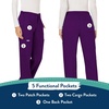 image:imageCherokee Scrub Pants for Women Mid Rise Flare Yoga Scrubs Pant 2Way Stretch Drawstring Medical Bottoms 5 PocketsWW120Eggplant