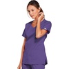 image:imageCherokee WW Core Stretch Scrub Tops Women VNeck 3 PocketsGrape