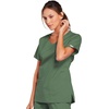 image:imageCherokee WW Core Stretch Scrub Tops Women VNeck 3 PocketsOlive