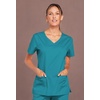 image:imageCherokee WW Core Stretch Scrub Tops Women VNeck 3 PocketsTeal Blue