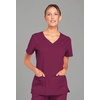 image:imageCherokee WW Core Stretch Scrub Tops Women VNeck 3 PocketsWine