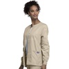 image:imageCherokee WW Originals Scrubs Jacket for Women Snap Front 3 PocketsKhaki