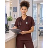 image:imageCherokee WW Originals Unisex Scrubs for Women amp Men VNeck Scrub TopChocolate