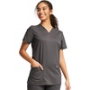 image:imageCherokee WW Revolution Medical Womens Scrub Top VNeck 3Pocket ScrubsPewter