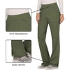 image:imageCherokee Womens Mid Rise Straight Leg Pullon PantOlive