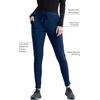 image:imageCherokee Womens Mid Rise Tapered Leg Drawstring Scrub Pants 5 Pocket 360 Stretch Moisture Wicking Easy Care  CK095Navy