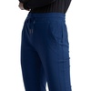 image:imageCherokee Womens Mid Rise Tapered Leg Drawstring Scrub Pants 5 Pocket 360 Stretch Moisture Wicking Easy Care  CK095Navy