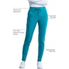 image:imageCherokee Womens Mid Rise Tapered Leg Drawstring Scrub Pants 5 Pocket 360 Stretch Moisture Wicking Easy Care  CK095Teal Blue