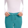 image:imageCherokee Womens Mid Rise Tapered Leg Drawstring Scrub Pants 5 Pocket 360 Stretch Moisture Wicking Easy Care  CK095Teal Blue