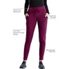 image:imageCherokee Womens Mid Rise Tapered Leg Drawstring Scrub Pants 5 Pocket 360 Stretch Moisture Wicking Easy Care  CK095Wine