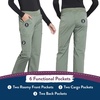 image:imageCherokee Womens Scrub Pants Mid Rise Straight Leg Pullon Cargo Pant with 6 Pockets amp 2Way Stretch Fabric  WW170Olive