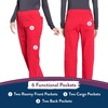 image:imageCherokee Womens Scrub Pants Mid Rise Straight Leg Pullon Cargo Pant with 6 Pockets amp 2Way Stretch Fabric  WW170Red