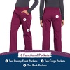 image:imageCherokee Womens Scrub Pants Mid Rise Straight Leg Pullon Cargo Pant with 6 Pockets amp 2Way Stretch Fabric  WW170Wine