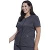 image:imageCherokee Womens VNeck Scrub Top with Snap Front 4 Pockets and 2Way Stretch Fabric WW622Pewter