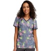 image:imageCherokee Workwear Originals Womens Eggplant VNeck Short Sleeve Scrub Top  LargeFrog Allied Flower Friends