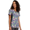 image:imageCherokee Workwear Originals Womens Eggplant VNeck Short Sleeve Scrub Top  LargeFrog Allied Flower Friends