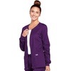 image:imageCherokee Zip Front Scrub Jackets for Women 3 Pockets 2Way Stretch Soft BreathableBrushed Twill  4315Eggplant