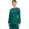 image:imageCherokee Zip Front Scrub Jackets for Women 3 Pockets 2Way Stretch Soft BreathableBrushed Twill  4315Hunter Green