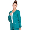 image:imageCherokee Zip Front Scrub Jackets for Women 3 Pockets 2Way Stretch Soft BreathableBrushed Twill  4315Teal Blue