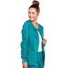 image:imageCherokee Zip Front Scrub Jackets for Women 3 Pockets 2Way Stretch Soft BreathableBrushed Twill  4315Teal Blue