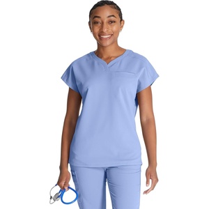 image:imageCherokee Atmos V Neck Womens Scrub Tops Dolman Sleeves 3 PocketsBlissful Sky