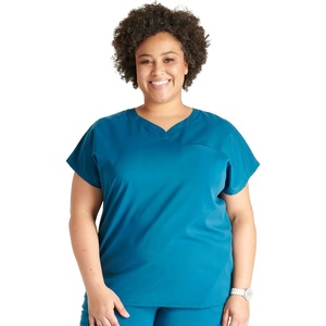 image:imageCherokee Atmos V Neck Womens Scrub Tops Dolman Sleeves 3 PocketsCaribbean Blue