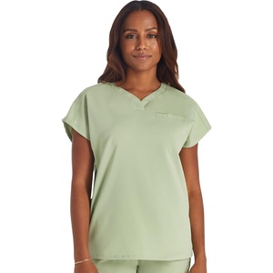 image:imageCherokee Atmos V Neck Womens Scrub Tops Dolman Sleeves 3 PocketsCool Cucumber