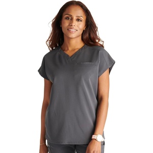 image:imageCherokee Atmos V Neck Womens Scrub Tops Dolman Sleeves 3 PocketsPewter
