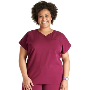 image:imageCherokee Atmos V Neck Womens Scrub Tops Dolman Sleeves 3 PocketsWine