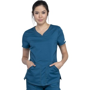 image:imageCherokee Revolution Scrub Top for Women VNeck 2 Pockets Classic FitCaribbean Blue