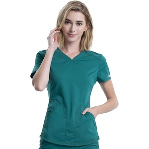 image:imageCherokee Revolution Scrub Top for Women VNeck 2 Pockets Classic FitHunter Green