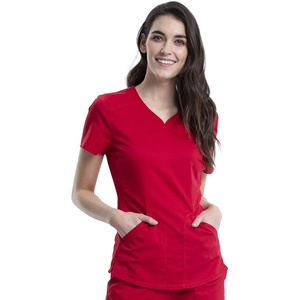 image:imageCherokee Revolution Scrub Top for Women VNeck 2 Pockets Classic FitRed
