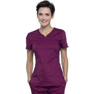 image:imageCherokee Revolution Scrub Top for Women VNeck 2 Pockets Classic FitWine