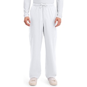 image:imageCherokee Scrub Pants for Men Cargo Nursing Bottom with Zip Fly 7 Pockets Elastic Waist amp 2Way Stretch Fabric  4243White