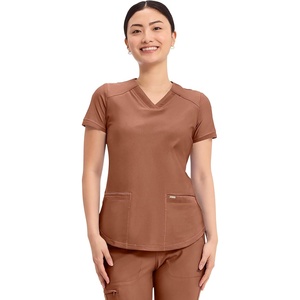 image:imageCherokee Scrub Top Women VNeck Classic Fit 2 Pocket Form Medical ScrubsCaffe Mocha