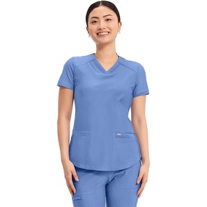 image:imageCherokee Scrub Top Women VNeck Classic Fit 2 Pocket Form Medical ScrubsCiel Blue