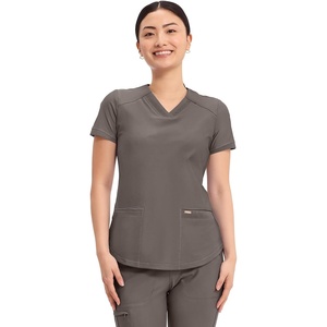 image:imageCherokee Scrub Top Women VNeck Classic Fit 2 Pocket Form Medical ScrubsIron