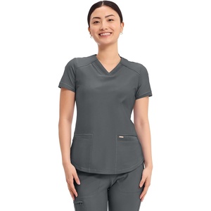 image:imageCherokee Scrub Top Women VNeck Classic Fit 2 Pocket Form Medical ScrubsPewter