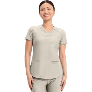 image:imageCherokee Scrub Top Women VNeck Classic Fit 2 Pocket Form Medical ScrubsSummer Sand