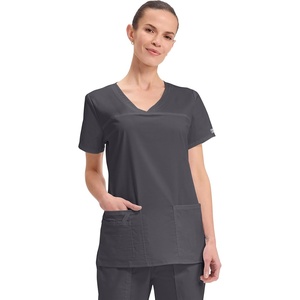 image:imageCherokee WW Core Stretch Scrub Tops Women VNeck 3 PocketsPewter