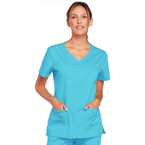 image:imageCherokee WW Core Stretch Scrub Tops Women VNeck 3 PocketsTurquoise