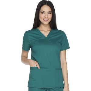 image:imageCherokee WW Core Stretch Womens Scrubs Top VNeck 2 Way Medical Scrub TopHunter Green
