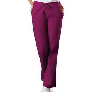 image:imageCherokee WW Originals Scrub Pants for Women Flare Leg 3 PocketsWine