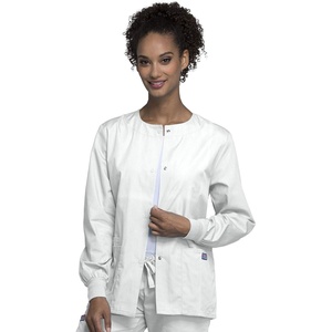 image:imageCherokee WW Originals Scrubs Jacket for Women Snap Front 3 PocketsWhite