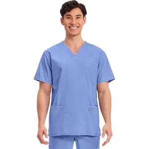 image:imageCherokee WW Professionals Mens VNeck Scrub Top 4 Pockets Medical ShirtCiel Blue