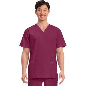 image:imageCherokee WW Professionals Mens VNeck Scrub Top 4 Pockets Medical ShirtWine