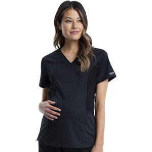 image:imageCherokee WW Revolution Mock Wrap Maternity Scrub Top 2Way StretchBlack