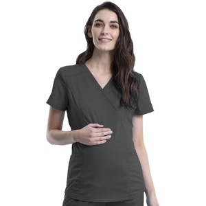 image:imageCherokee WW Revolution Mock Wrap Maternity Scrub Top 2Way StretchPewter
