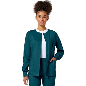 image:imageCherokee WW Revolution Scrub Jackets for Woman Snap Front Nurse JacketCaribbean Blue